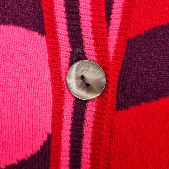 EDINBURGH KNITWEAR 100% Cashmere Cardigan Medium Pink Red Purple Camo Sweater - Picture 3 of 7